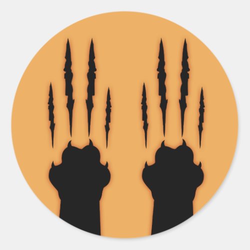 Halloween Cat Paw Claw Marks Cat Scratches Classic Round Sticker