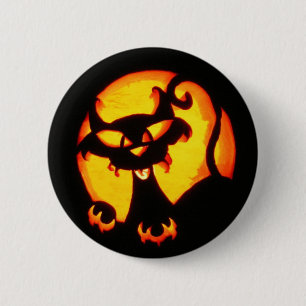 halloween cat pinback button