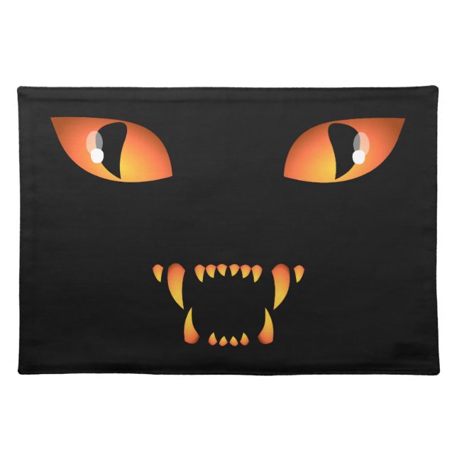 Halloween Cat Place Mats Spooky Beast Decor (Front)