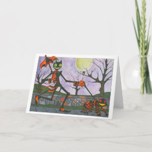 "Halloween Cat & Pocket" Blank Card
