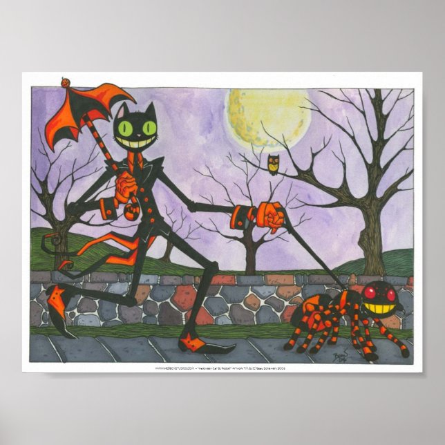 "Halloween Cat & Pocket" Print (Front)