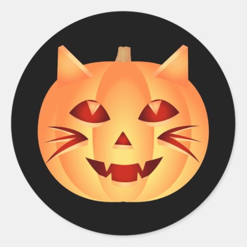 Halloween Cat Pumpkin Classic Round Sticker