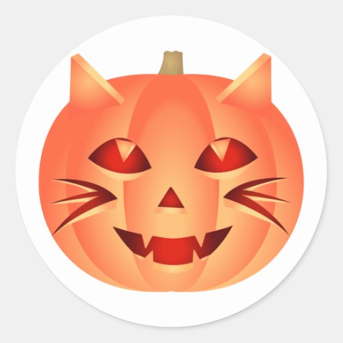 Halloween Cat Pumpkin Classic Round Sticker