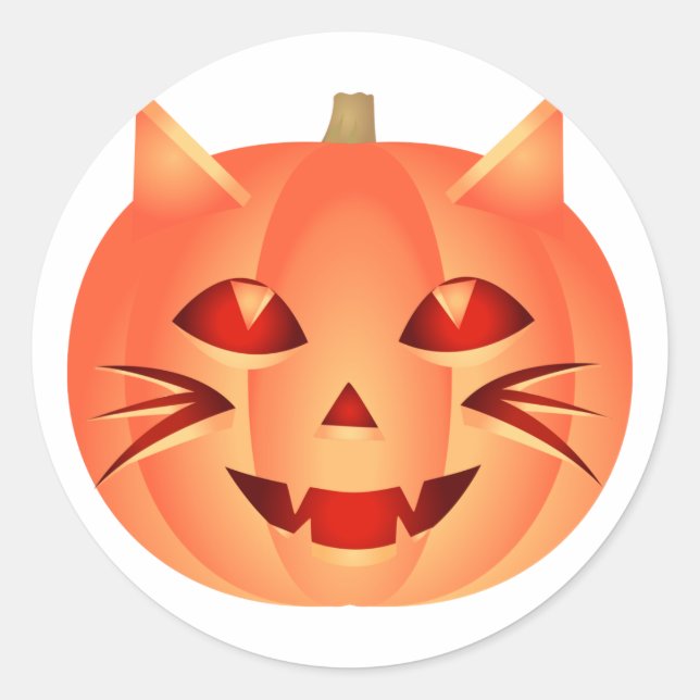 Halloween Cat Pumpkin Classic Round Sticker (Front)