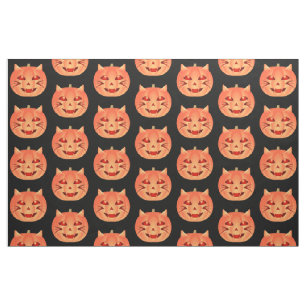 Halloween Cat Pumpkin Fabric