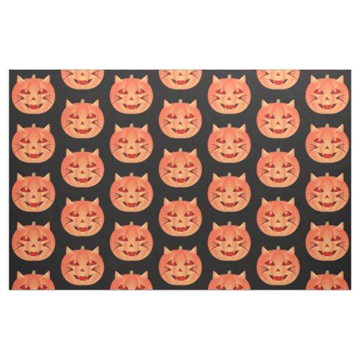 Halloween Cat Pumpkin Fabric