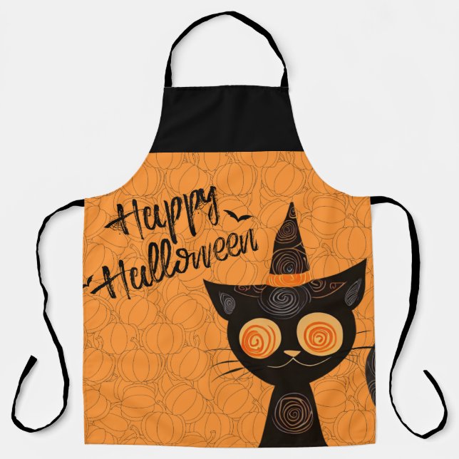Halloween/cat/pumpkin/fall  apron (Front)