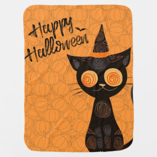Halloween/cat/pumpkin/fall baby blanket