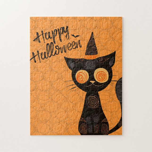 Halloween/cat/pumpkin/fall  jigsaw puzzle (Vertical)