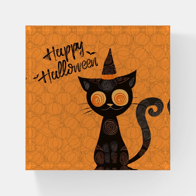 Halloween/cat/pumpkin/fall  paperweight (Front)