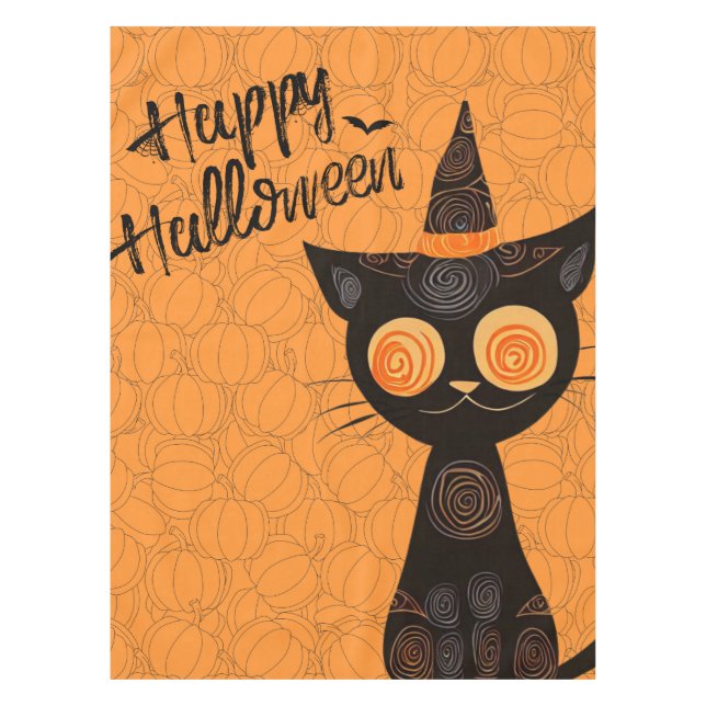 Halloween/cat/pumpkin/fall  tablecloth (Front)