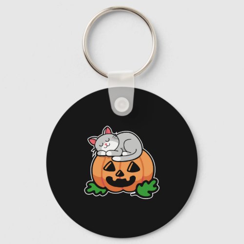 Halloween Cat Pumpkin Keychain