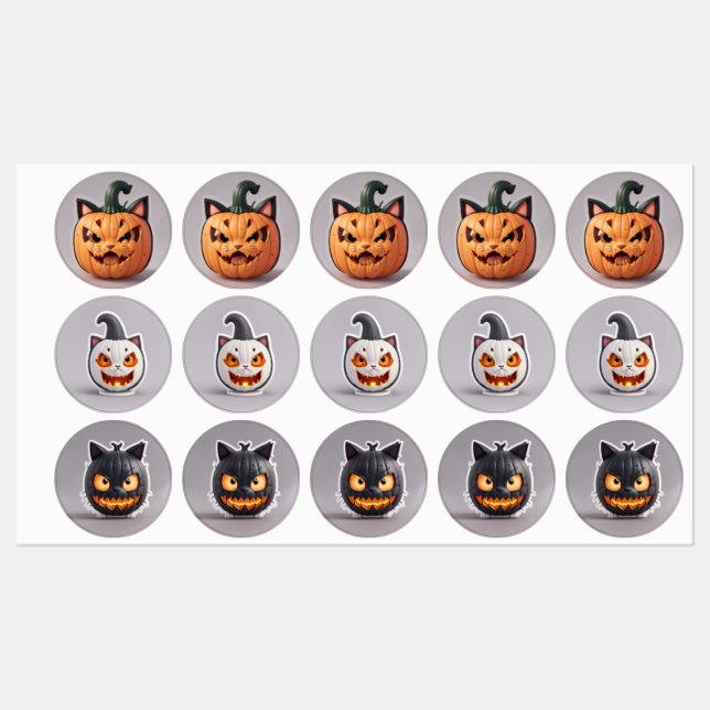 Halloween Cat-pumpkin Labels (Sheet)