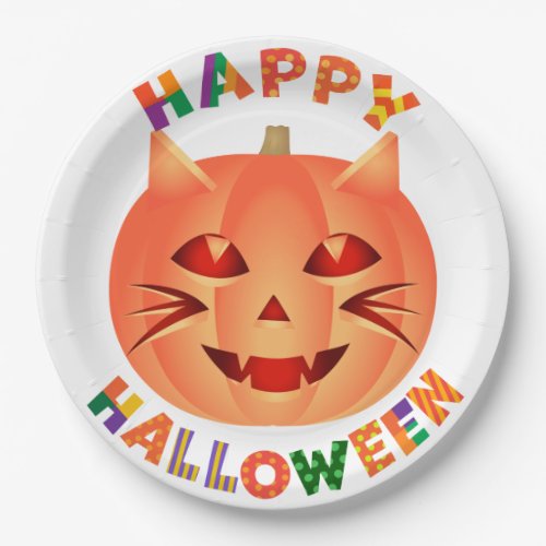 Halloween Cat Pumpkin Paper Plates