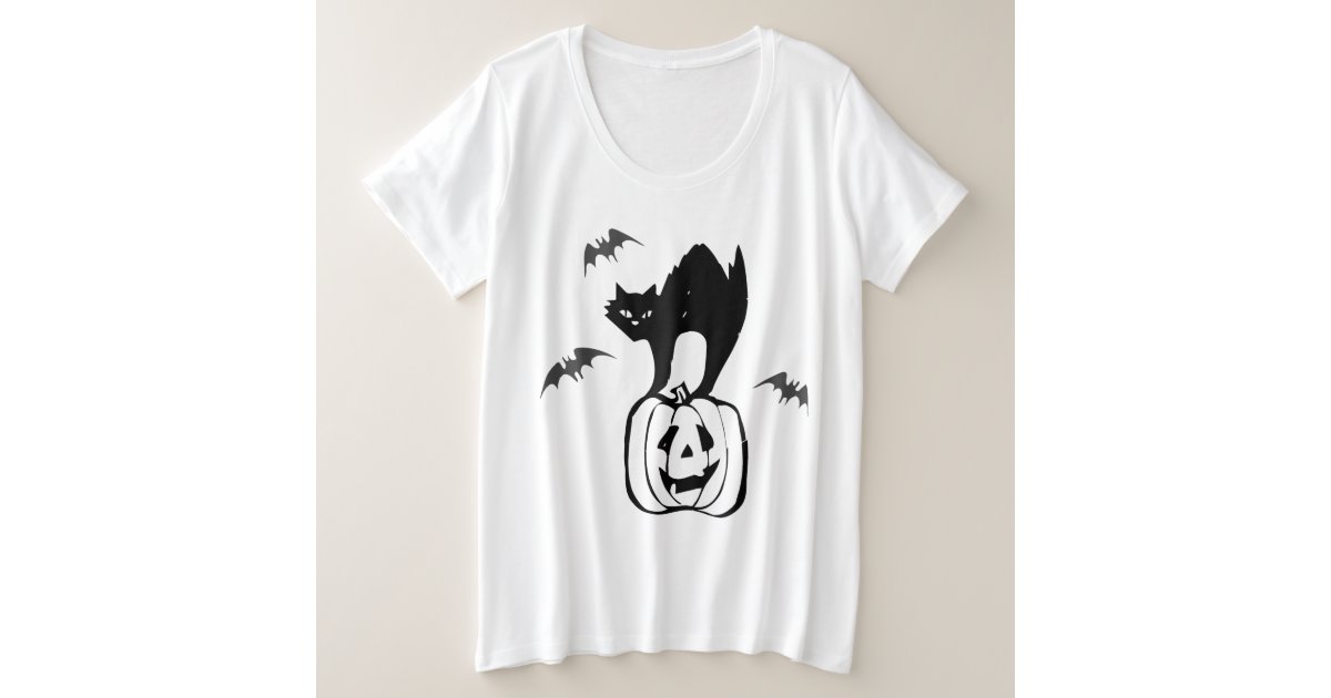 Halloween Cat Pumpkin Plus Size Women S T Shirt Zazzle Com
