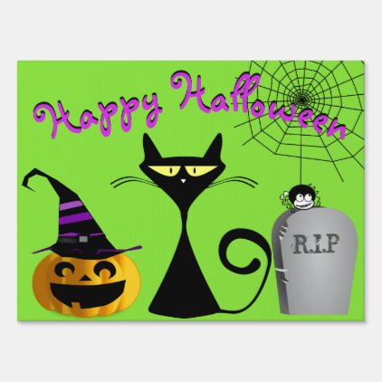 Halloween Cat Pumpkin Spider Grave Boo Lawn Sign