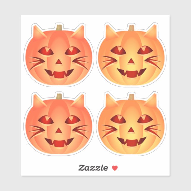 Halloween Cat Pumpkin Sticker (Sheet)