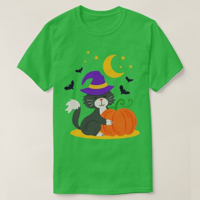 Halloween Cat Pumpkin T-Shirt (Design Front)