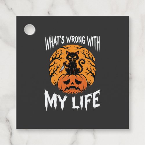 Halloween Cat Pumpkin What's Wrong With My Life De Favor Tags