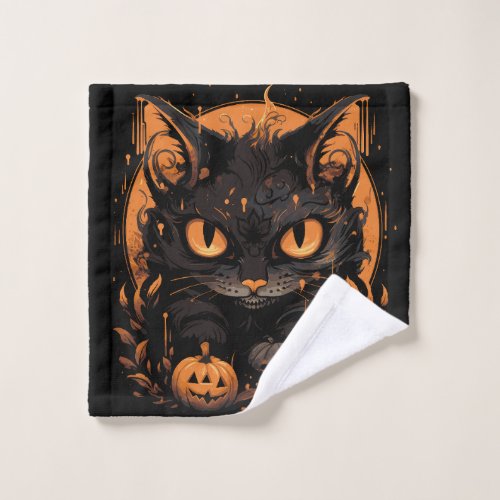 Halloween cat pumpkins wash cloth