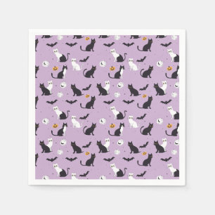 Halloween cat purple Napkins