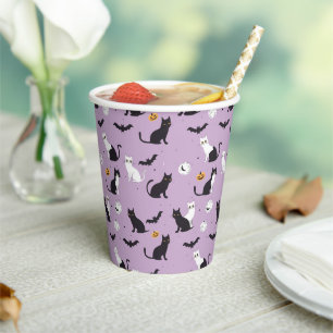 Halloween cat purple Paper Cups