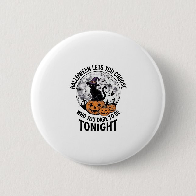 Halloween Cat Quote Spooky Pumpkin Witch Engraving Button (Front)