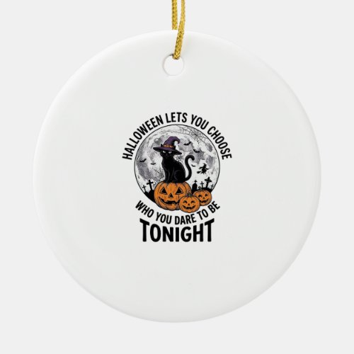 Halloween Cat Quote Spooky Pumpkin Witch Engraving Ceramic Ornament