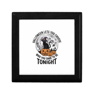 Halloween Cat Quote Spooky Pumpkin Witch Engraving Gift Box