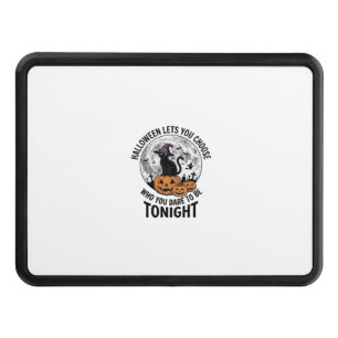 Halloween Cat Quote Spooky Pumpkin Witch Engraving Hitch Cover