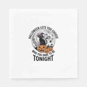 Halloween Cat Quote Spooky Pumpkin Witch Engraving Napkins