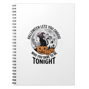 Halloween Cat Quote Spooky Pumpkin Witch Engraving Notebook