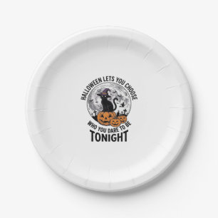 Halloween Cat Quote Spooky Pumpkin Witch Engraving Paper Plates