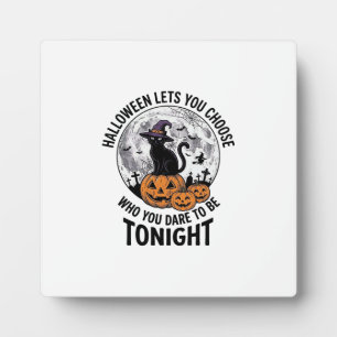 Halloween Cat Quote Spooky Pumpkin Witch Engraving Plaque