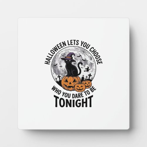Halloween Cat Quote Spooky Pumpkin Witch Engraving Plaque