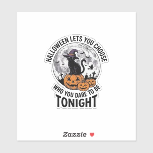 Halloween Cat Quote Spooky Pumpkin Witch Engraving Sticker