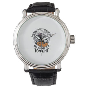 Halloween Cat Quote Spooky Pumpkin Witch Engraving Watch
