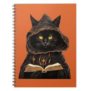 Halloween Cat Reading Preys Anatomy Spell List Notebook