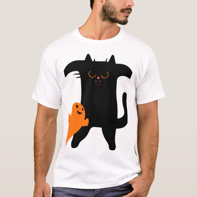 Halloween cat scared T-Shirt (Front)