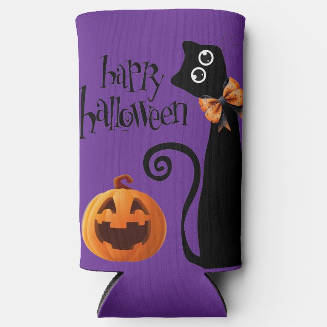 halloween cat seltzer can cooler (Front)