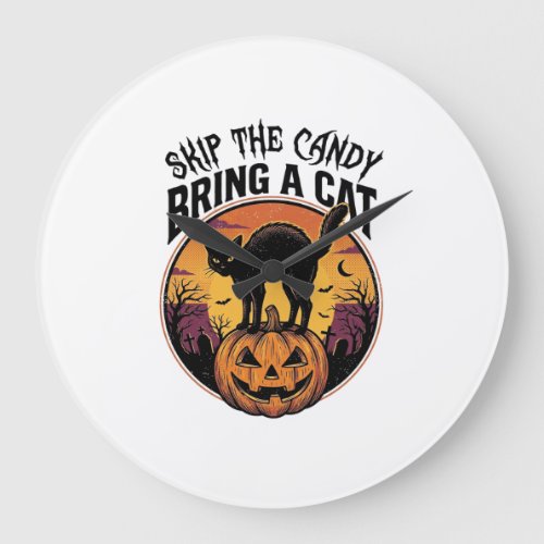 Halloween Cat Shirt for Spooky Cat Lover Gift_1 Large Clock