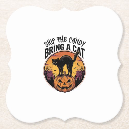 Halloween Cat Shirt for Spooky Cat Lover Gift_1 Paper Coaster