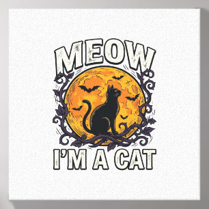 Halloween Cat Shirt Meow I'm A Cat Vintage Canvas Photo Tile