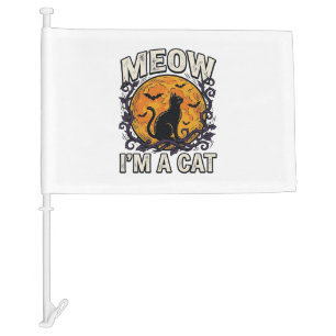Halloween Cat Shirt Meow I'm A Cat Vintage Car Flag