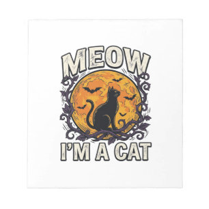 Halloween Cat Shirt Meow I'm A Cat Vintage Notepad