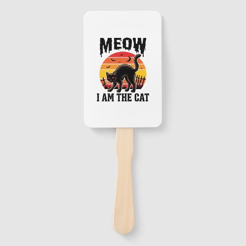 Halloween Cat Shirt Meow Vintage Black Cat Design_ Hand Fan
