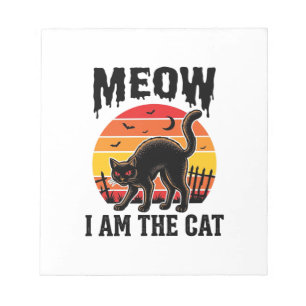 Halloween Cat Shirt Meow Vintage Black Cat Design_ Notepad