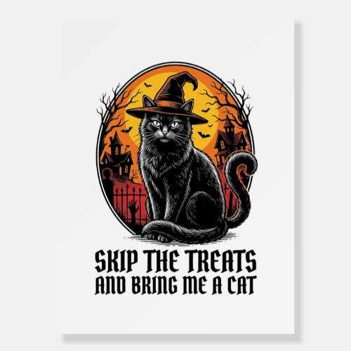 Halloween Cat Shirt Vintage Engraving Spooky Black Foam Board