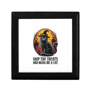 Halloween Cat Shirt Vintage Engraving Spooky Black Gift Box