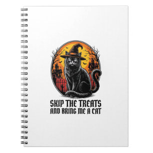 Halloween Cat Shirt Vintage Engraving Spooky Black Notebook